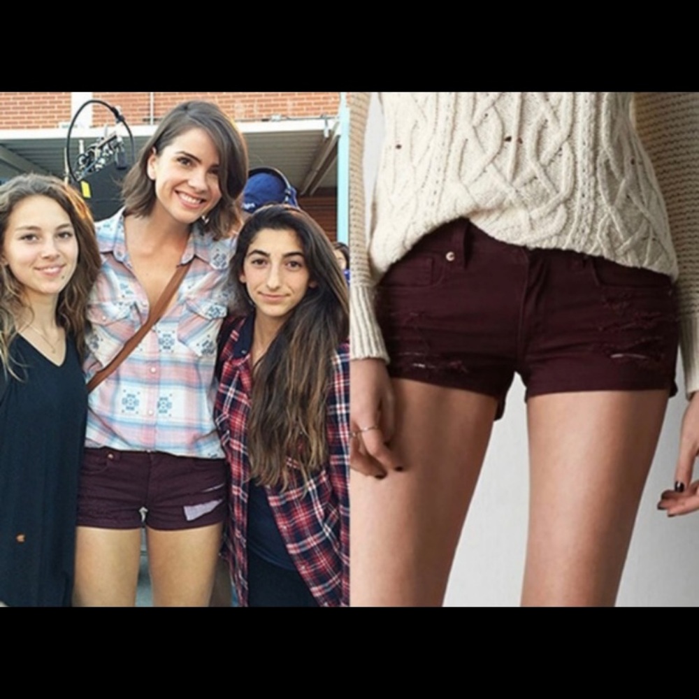 Maroon AEO shorts ASO Malia Tate on Teen Wolf